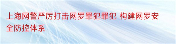 上海网警严厉打击网罗罪犯罪犯 构建网罗安全防控体系