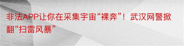 非法APP让你在采集宇宙“裸奔”！武汉网警掀翻“扫雷风暴”