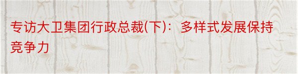 专访大卫集团行政总裁(下)：多样式发展保持竞争力