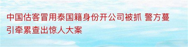 中国估客冒用泰国籍身份开公司被抓 警方蔓引牵累查出惊人大案