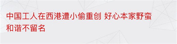 中国工人在西港遭小偷重创 好心本家野蛮和谐不留名