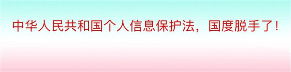 中华人民共和国个人信息保护法，国度脱手了！