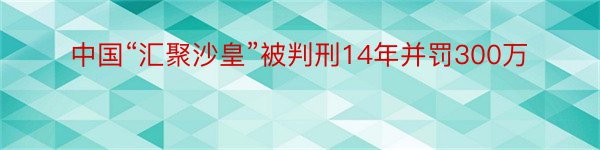 中国“汇聚沙皇”被判刑14年并罚300万