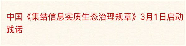 中国《集结信息实质生态治理规章》3月1日启动践诺