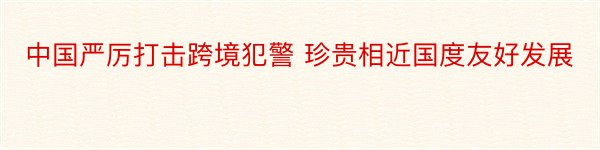 中国严厉打击跨境犯警 珍贵相近国度友好发展