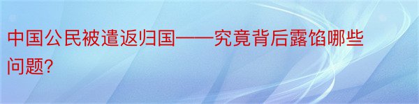 中国公民被遣返归国——究竟背后露馅哪些问题？