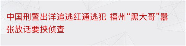 中国刑警出洋追逃红通逃犯 福州“黑大哥”嚣张放话要挟侦查