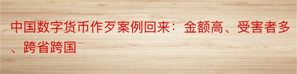 中国数字货币作歹案例回来：金额高、受害者多、跨省跨国