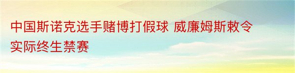 中国斯诺克选手赌博打假球 威廉姆斯敕令实际终生禁赛