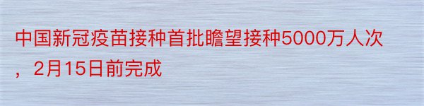 中国新冠疫苗接种首批瞻望接种5000万人次，2月15日前完成