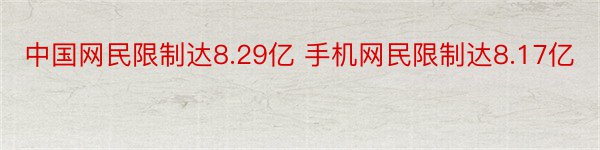 中国网民限制达8.29亿 手机网民限制达8.17亿