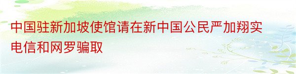 中国驻新加坡使馆请在新中国公民严加翔实电信和网罗骗取