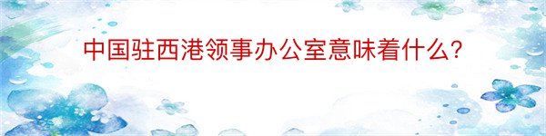 中国驻西港领事办公室意味着什么？