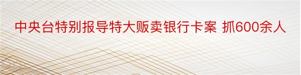 中央台特别报导特大贩卖银行卡案 抓600余人