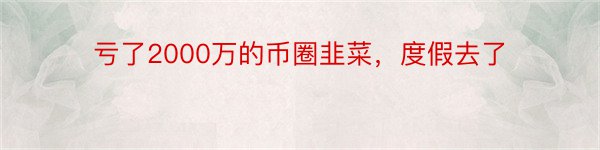 亏了2000万的币圈韭菜，度假去了