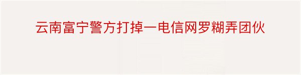 云南富宁警方打掉一电信网罗糊弄团伙