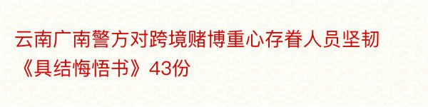 云南广南警方对跨境赌博重心存眷人员坚韧《具结悔悟书》43份