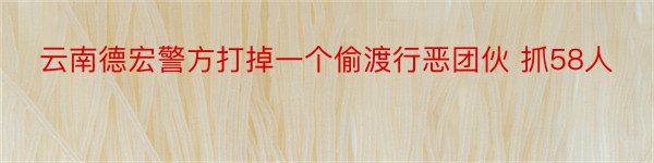 云南德宏警方打掉一个偷渡行恶团伙 抓58人