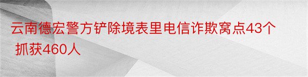 云南德宏警方铲除境表里电信诈欺窝点43个 抓获460人