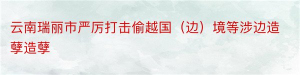 云南瑞丽市严厉打击偷越国（边）境等涉边造孽造孽