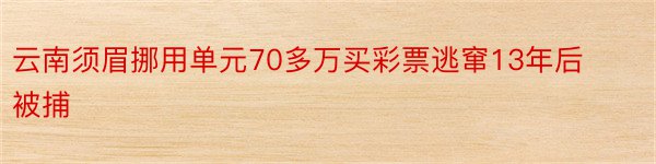 云南须眉挪用单元70多万买彩票逃窜13年后被捕