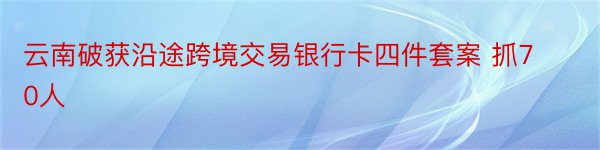 云南破获沿途跨境交易银行卡四件套案 抓70人