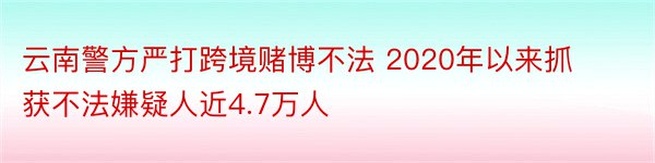 云南警方严打跨境赌博不法 2020年以来抓获不法嫌疑人近4.7万人