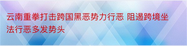 云南重拳打击跨国黑恶势力行恶 阻遏跨境坐法行恶多发势头