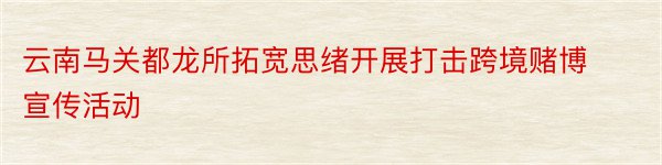 云南马关都龙所拓宽思绪开展打击跨境赌博宣传活动