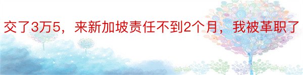 交了3万5，来新加坡责任不到2个月，我被革职了