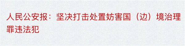 人民公安报：坚决打击处置妨害国（边）境治理罪违法犯