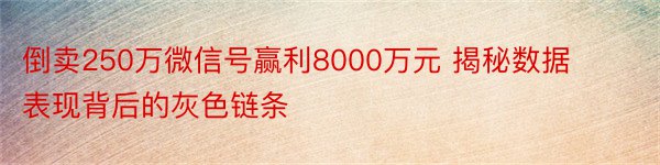 倒卖250万微信号赢利8000万元 揭秘数据表现背后的灰色链条