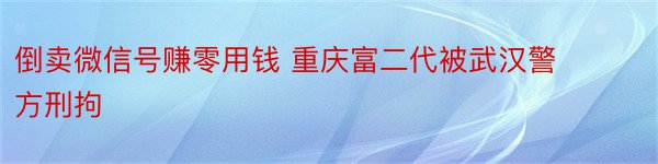 倒卖微信号赚零用钱 重庆富二代被武汉警方刑拘