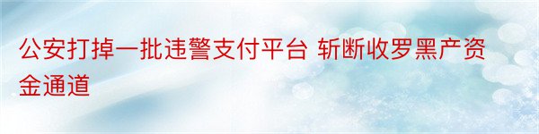 公安打掉一批违警支付平台 斩断收罗黑产资金通道