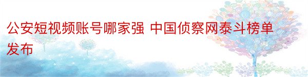 公安短视频账号哪家强 中国侦察网泰斗榜单发布