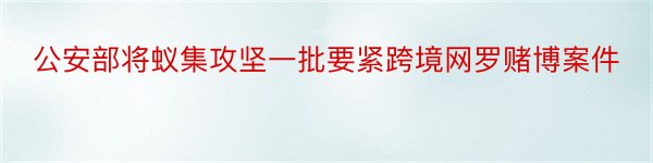 公安部将蚁集攻坚一批要紧跨境网罗赌博案件