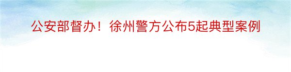 公安部督办！徐州警方公布5起典型案例