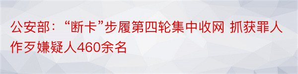 公安部：“断卡”步履第四轮集中收网 抓获罪人作歹嫌疑人460余名