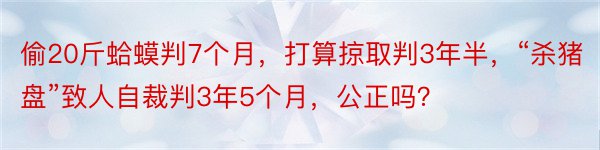 偷20斤蛤蟆判7个月，打算掠取判3年半，“杀猪盘”致人自裁判3年5个月，公正吗？