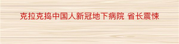 克拉克捣中国人新冠地下病院 省长震悚