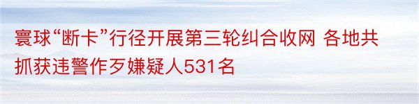 寰球“断卡”行径开展第三轮纠合收网 各地共抓获违警作歹嫌疑人531名