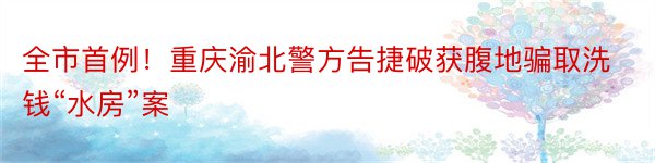 全市首例！重庆渝北警方告捷破获腹地骗取洗钱“水房”案