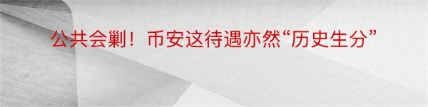 公共会剿！币安这待遇亦然“历史生分”