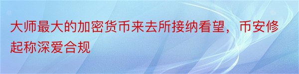 大师最大的加密货币来去所接纳看望，币安修起称深爱合规