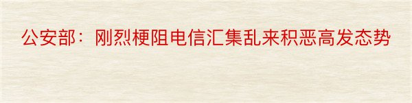 公安部：刚烈梗阻电信汇集乱来积恶高发态势