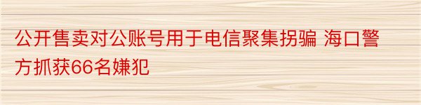 公开售卖对公账号用于电信聚集拐骗 海口警方抓获66名嫌犯