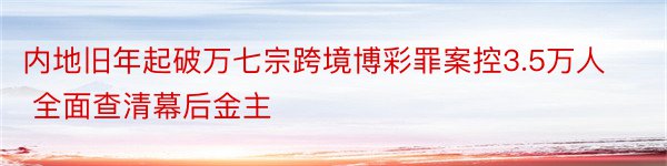 内地旧年起破万七宗跨境博彩罪案控3.5万人 全面查清幕后金主