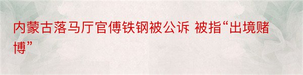 内蒙古落马厅官傅铁钢被公诉 被指“出境赌博”