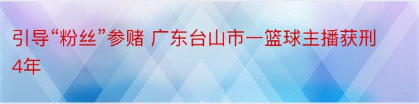 引导“粉丝”参赌 广东台山市一篮球主播获刑4年