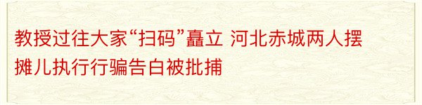 教授过往大家“扫码”矗立 河北赤城两人摆摊儿执行行骗告白被批捕